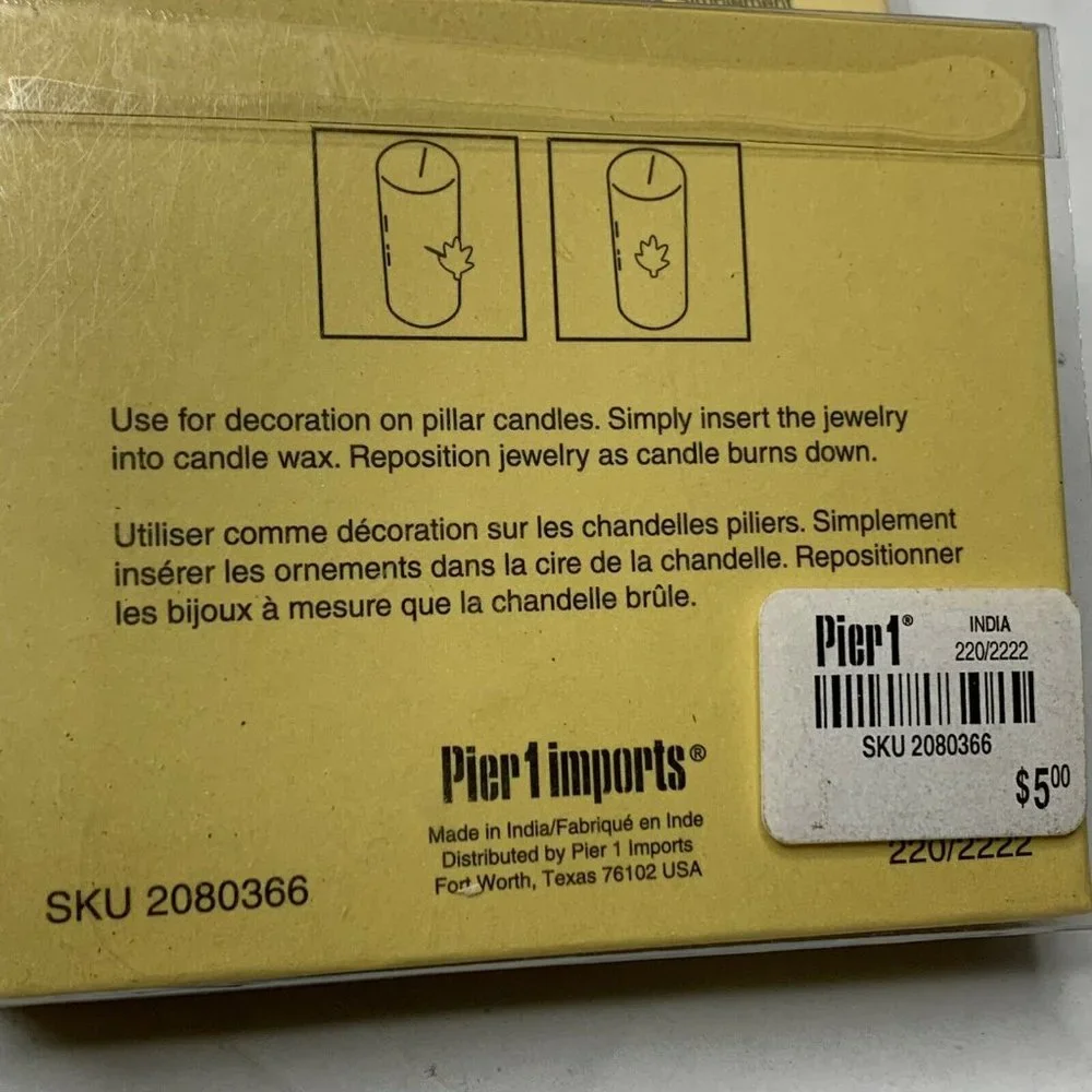 Lot Of (3) PIER 1 IMPORTS Metal Autumn Leaves Candle Jewelry Pin NIB